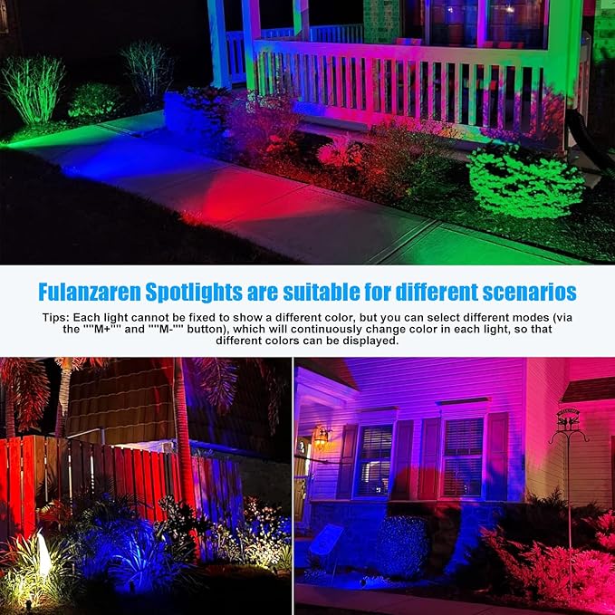 20W Outdoor RGB LED Spotlights 4 Pack, 120V 1000lm with Remote & Transformer, 12 Colors 19 Modes, IP65 Waterproof 46.5ft Cord, Landscape Lights for Yard Garden Christmas Halloween