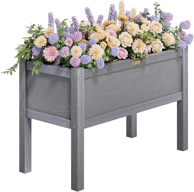 TT Nature HDPE Raised Garden Bed with Legs, Outdoor Elevated Planter Box for Vegetables, Herbs & Flowers, Weather-Resistant Raised Garden Beds for Patio, Balcony & Backyard Gardening