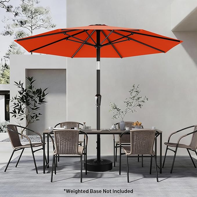 AreShark 9 FT Patio Umbrella for Outdoor, Outdoor Umbrella with Push Button Tilt and Crank, Outdoor Patio Umbrellas with 8 Sturdy Ribs for Market, Garden, Deck, Backyard, Pool (Orange)