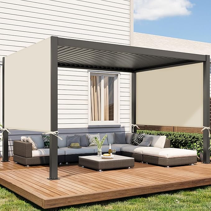 Universal Canopy Cover Replacement for 17x6.8 Ft Outdoor Pergola Structure, Garden Pergola Shade for Gazebo Patio Porch Balcony, Outdoor Waterproof Pergola Canopy Top(Cover Only) (Beige)