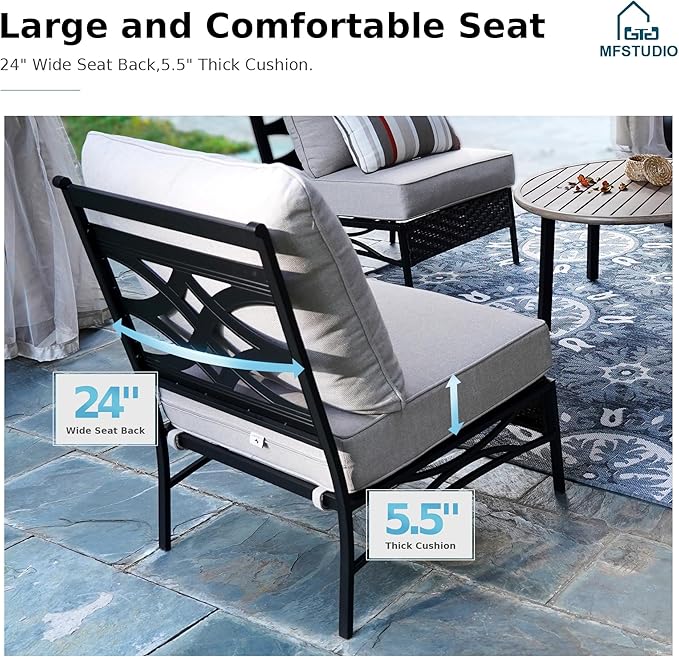 MFSTUDIO Patio Furniture Set, 10 Seats Half-Moon Curved Outdoor Sectional Sofa Conversation Set with 2 Wood-Like Round Table, Woven Rattan Patio Couch for Backyard, Garden, Deck