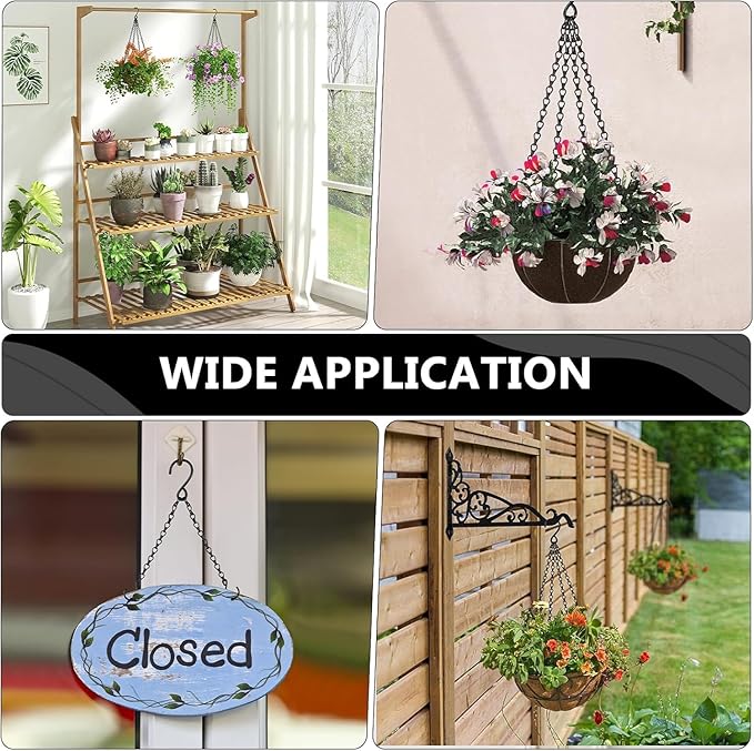 garini 6 Pack, 23 Inch Hanging Baskets Chain,Black Hanging Chains with Hooks Flower Pot Chain Replacement Plant Hangers for Planters, Bird Feeders and Lanterns