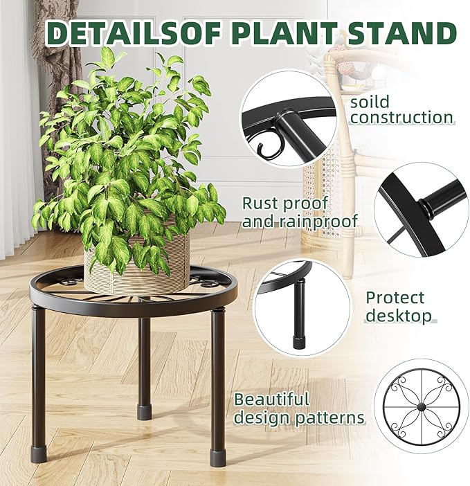 Simple Trending Metal Plant Stand Indoor Outdoor, Heavy Duty Flower Pots Stand, Anti-Rust Iron Plant Pot Shelf Holder for Multiple Plant (5 Pack Black)