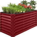 Best Choice Products 4x2x2ft Outdoor Metal Raised Garden Bed, Deep Root Box Planter for Vegetables, Flowers, Herbs, 119 Gallon Capacity, 100% Non Toxic Materials - Royal Red