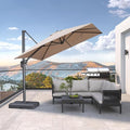 PURPLE LEAF Patio Umbrella 8' X 8' Rectangle Cantilever Umbrella Large Aluminum Outdoor Umbrellas with 360-degree Rotation & UPF40+ Premium Fabric for Deck Pool Garden Yard, Sand Dune