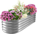 17" Tall Elevated Oval Metal Raised Garden Bed - 5ft x 2ft in Size and 0.8MM Thick Durable Planter Bed/Box for Vegetables Flowers Succulent at Patio/Garden Outdoor (Silver, 5X2X1.4 FT)