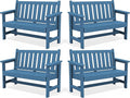 SERWALL Outdoor Bench, HDPE Outdoor Benches Weatherproof, 2-Person Garden Bench with 660 lbs Weight Capacity, Patio Benches for Outdoors, Garden, Porch, Backyard and Park, Navy, 4 Pack