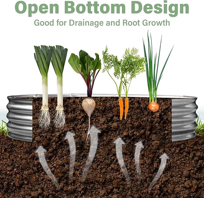 TATAANTY Galvanized Raised Garden Bed for Outdoor: 4x2x1ft Durable Metal Vegetable Plant Container Kit - Oval Planter Box for Gardening Flower Trough （2 Pack）