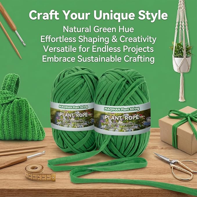 2 Pack Garden String - Plant Ties, Garden Twine, Gardening Tape, Tree Support, Stretchy Trap for Trees,Flowers,Green Soft Ties for All Plants All Gardeners(35M/Roll,115FT)