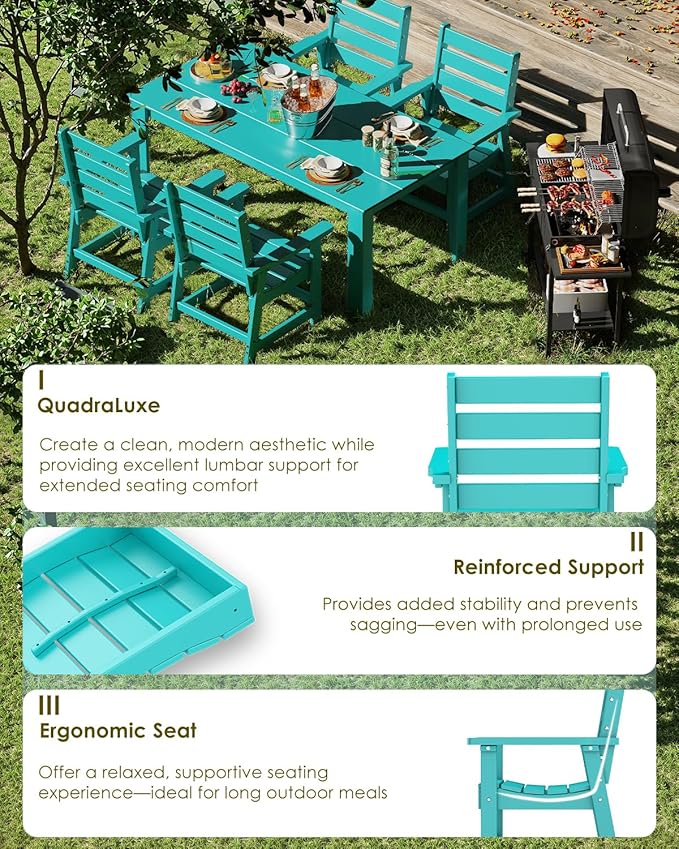 GREENVINES Outdoor Dining Chair | HDPE | Patio Chairs | All-Weather | Aqua