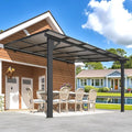 AECOJOY 10' x 12' Adjustable Height Outdoor Lean to Gazebo Pergola for Patio, Large Wall-Mounted 6.5-9.8 Ft Hard Top Metal Heavy Duty Metal Awnings Shelter Pergolas and Gazebos Clearance with Roof