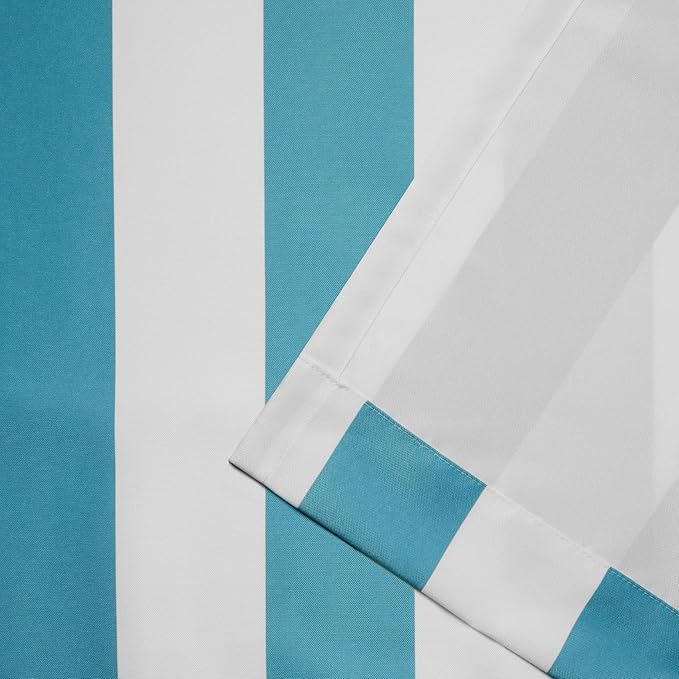 Exclusive Home Canopy Stripe Indoor/Outdoor Grommet Top Curtain Panel, 54"x84", Teal / White, Set of 2