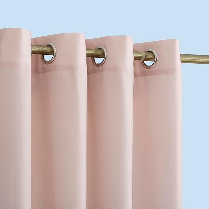 Sun Zero Marina Indoor/Outdoor UV Protectant Energy Efficient Grommet Curtain Panel, 54" x 95", Rose Quartz