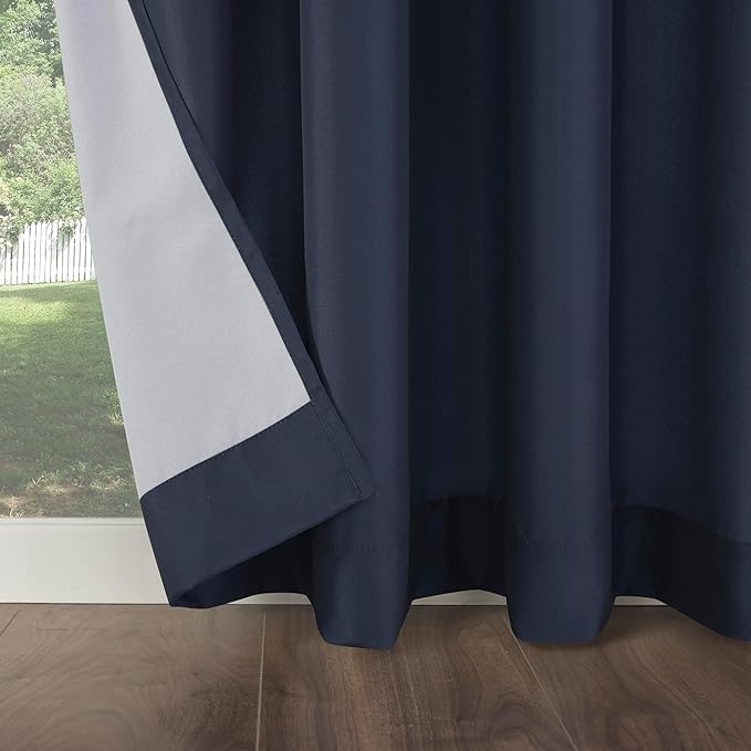 Sun Zero Marina Indoor/Outdoor UV Protectant Energy Efficient Grommet Curtain Panel, 54" x 108", Navy Blue