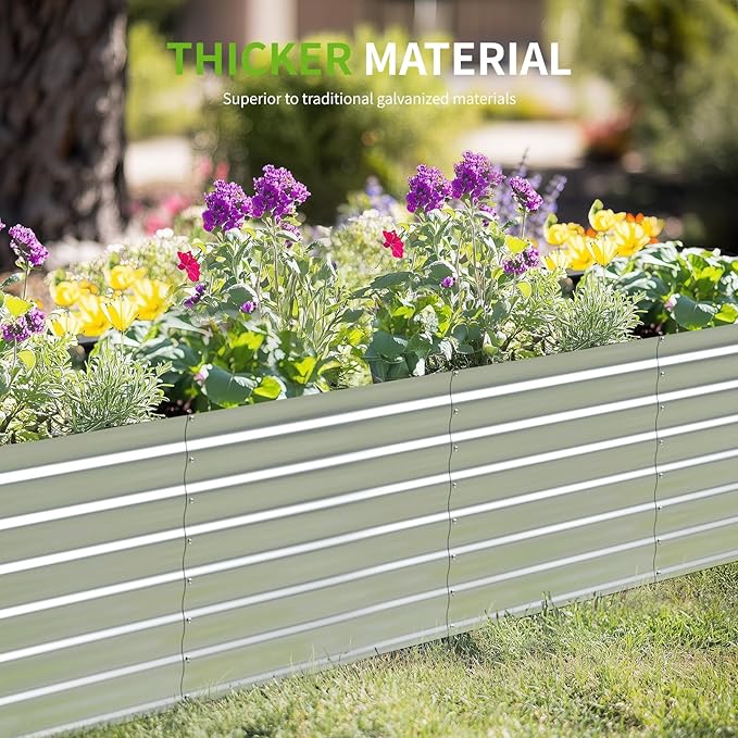 8X2X2ft (1 Pack) Galvanized Raised Garden Bed,Outdoor Planter Box Metal Patio Kit Planting Bed for Vegetables Flowers Herb