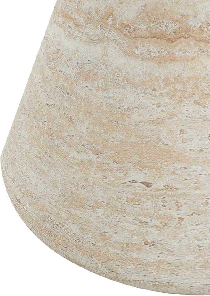 Christopher Knight Home Outdoor Side Table,Hourglass Shape Side Table,Patio Garden Stool Coffee End Table,Decorative Garden Stool for Patio,or Balcony,Lightweight Concrete Material,Travertine