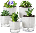 5 Pack Self Watering Pots for Indoor Plants, 4" + 5.5" Decorative Planters for Indoor Plants, Easy-Care Pots for African Violet, Orchid, Snake Plant, Herbs