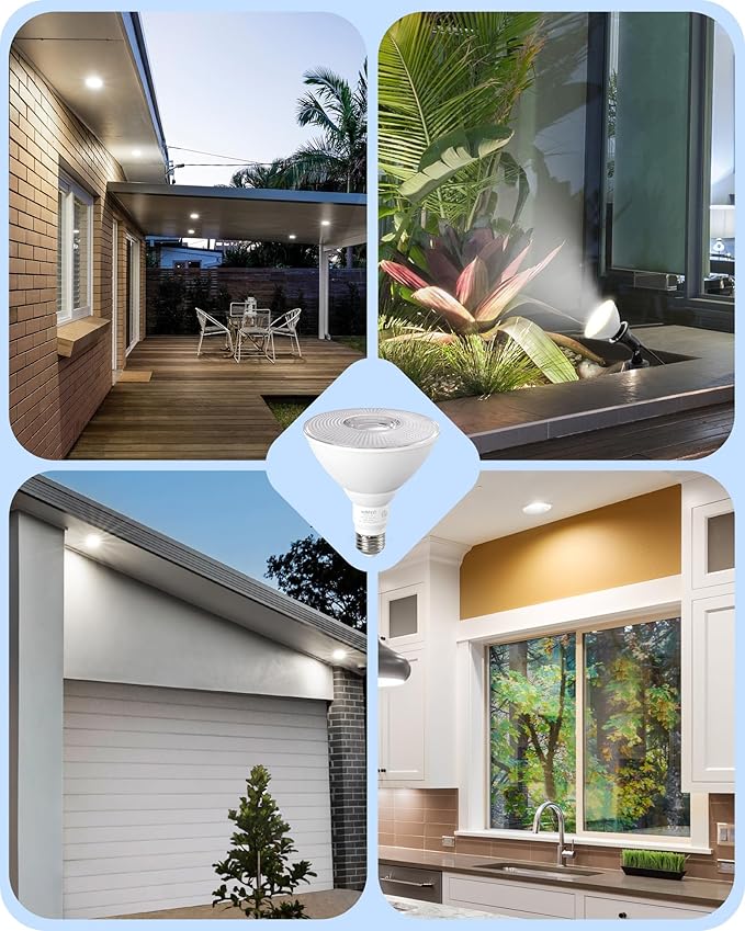 EDISHINE Flood Light Bulbs, PAR38 LED Outdoor Flood Light Bulbs, 120W Equivalent Dimmable Waterproof for Patio Yard Porch Driveway Garage, 5000K Daylight White 18W 1800LM E26 Base, 2 Pack, ETL Listed