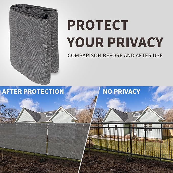 LOVE STORY Custom Size 3.3'x11' Dark Grey Balcony Privacy Screen,UV Block Privacy Fence Screen,90% Shield for Outdoor Pool Garden Apartment Railing