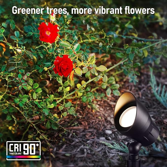 LEONLITE Low Voltage LED Landscape Spotlight, 5W 12V Pathway Lights Outdoor, CRI90, Aluminum Spot Lights for Garden, ETL Listed, IP65 Waterproof, 3000K Warm White, Oil Rubbed Bronze, Pack of 4