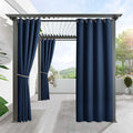 RYB HOME Outdoor Curtains for Patio Waterproof Block Sunlight Thermal Insulated Privacy Assured Thick Outside Curtains for Porch, Gazebo, Pergola, W52 x L95, Navy Blue, 1 Panel