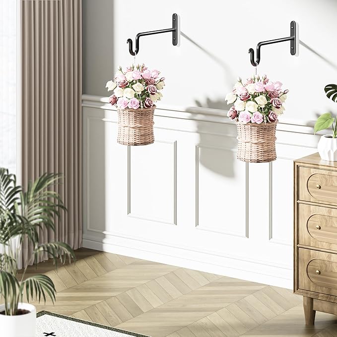 Hanging Plant Brackets 10 Inch - 2 Pack Plant Hanger for Hanging Plants, Plant Hook for Hanging Bird Feeders, Flower Baskets, Wind Chimes, Lanterns, Indoor or Outdoor.