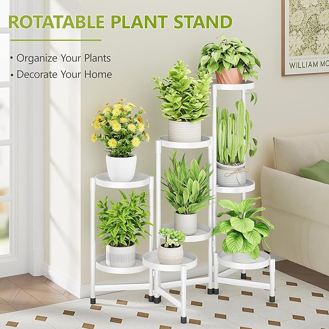 8 Tier Plant Stand Indoor, Tiered Plant Stand Outdoor for Multiple Plants, Corner Plant Shelf for Patio Balcony Porch Garden Living Room House,White