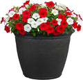 Sunnydaze 20-Inch Anjelica Large Plastic Pot for Plants - Outdoor Double-Walled Large Plastic Planter with Drillable Drainage Holes - Matte Black