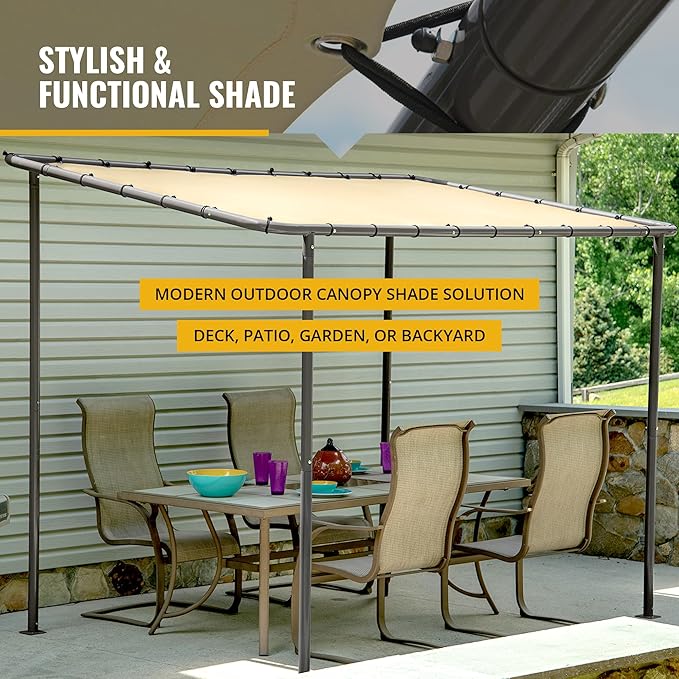 ShelterLogic 10' x 6' Solano Gazebo Canopy Charcoal Carbon Steel Frame and Water-Resistant and Sun Protection Tan Cover