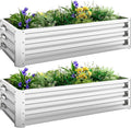 Outsunny Galvanized Raised Garden Bed, 4' x 2' x 1' Metal Planter Box, for Growing Vegetables, Flowers, Herbs, Succulents, Silver