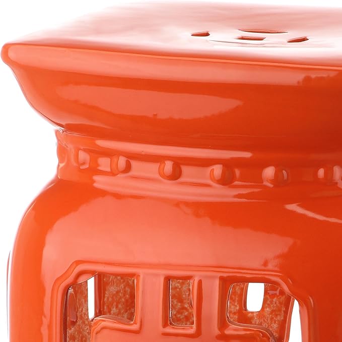 Safavieh Beijing Filigree Ceramic Decorative Garden Stool, Orange