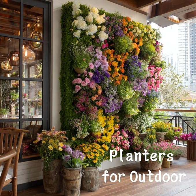 36 Pockets Living Wall Planter Indoor, Self Watering Wall Hanging Planters for Outdoor Plants Stackable, Cascading Vertical Planter Garden (36 planters White)