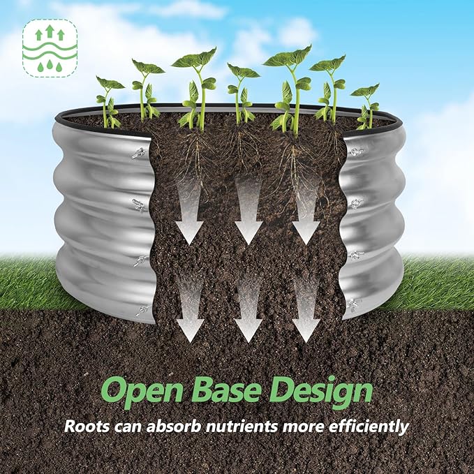 2 Pack 2x2x1ft Round Galvanized Raised Garden Bed Kits, Raised Garden Beds Metal Planter Outdoor Easy Assembly Garden Bed for Planting Vegetables, Fruits & Flowers, Sliver