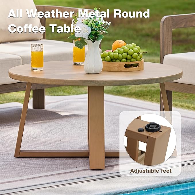Outdoor Patio Furniture Set, 5 Pieces Modern Metal Patio Conversation Set with 6" Thick Cushions, Outdoor Lounge Sofa 350lbs for Backyard Porch Balcony, Grey