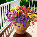 INQCMY Artificial Fake Petunias Flowers for Outdoors Spring Decoration, 12 Bundles Faux Plants Outdoor UV Resistant Realistic Silk Flower for Outside Planters Patio Porch Yard Window Box