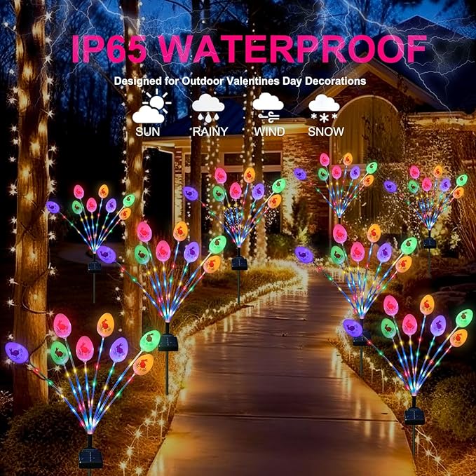 Lmtocs Solar Easter Decorations Outdoor Stake Lights, 2 Packs 16LED Solar Egg Lights for Easter Decor, Waterproof Outdoor Decor for Spring Garden Yard Pathway Lawn