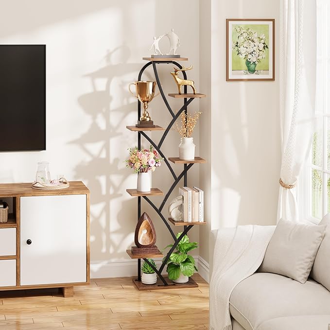 Plant Stand Indoor With Grow Lights - Corner Plant Stand For Indoor Plants, 51" Lighted Plant Shelf Indoor, 8 Tiered Tall Flower Holder, Dsiplay Rack For Living Room, Hallway, Home Décor