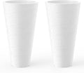Kante Tall Round Planter Set of 2, 23 Inch Tall Decorative Planter Pots for Outdoor Indoor Garden Patio Front Porch (White)