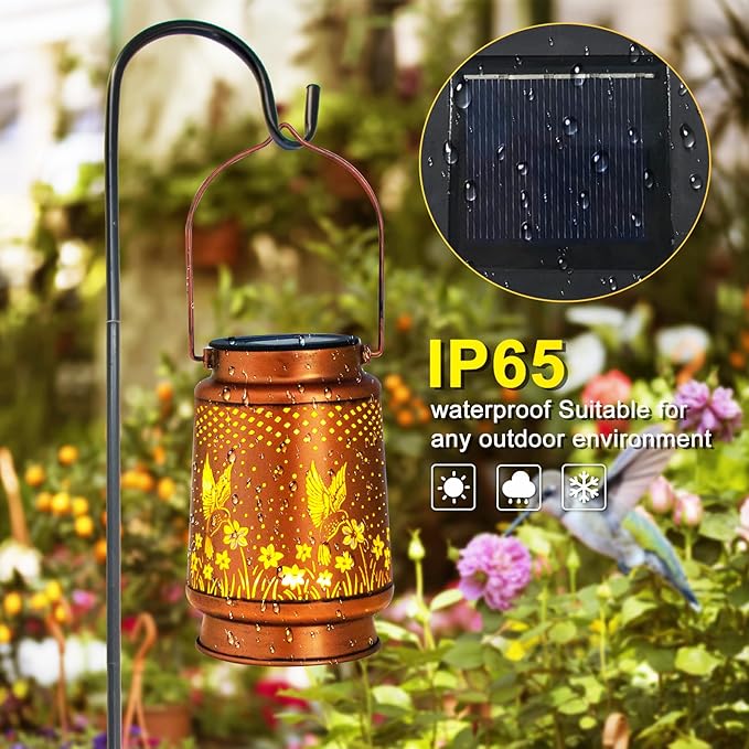 4 Pack Hummingbird Birthday Gifts for Women Mom Grandma Solar Lanterns Outdoor Waterproof Garden Decor Hanging LED Decorative Light for Patio Yard Lawn Gardening Gifts