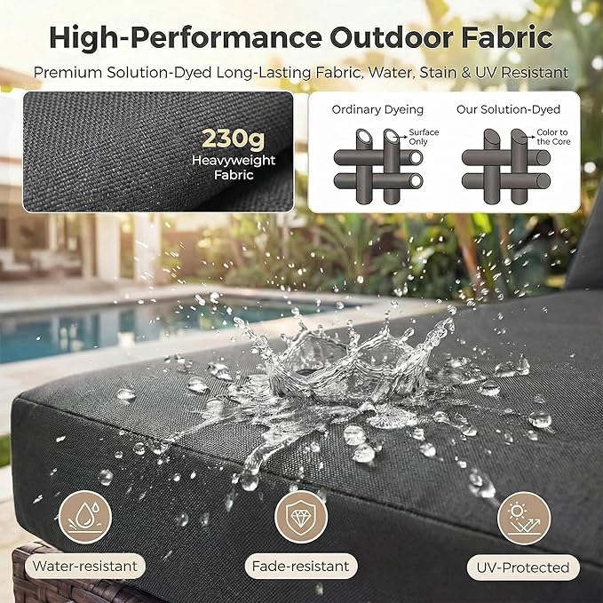 NICESOUL 8 Seater Modern Backyard Furniture Set, 29.3'' High Back Luxury Comfy Brown Wicker Patio Conversation Set with Ottoman, Deep and Wide Sofa Sectional for Exteriors, Dark Brown & Grey