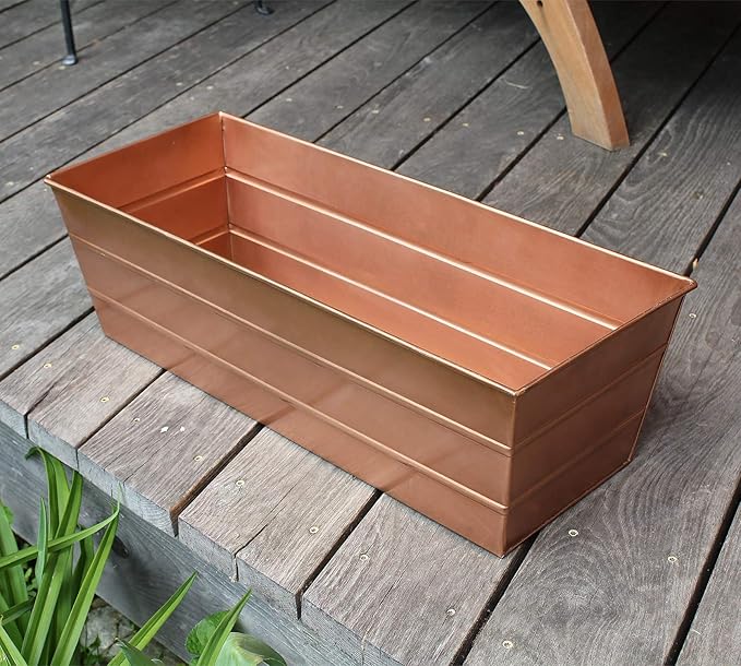Achla Designs C-20C Copper Plated Flower Box, Medium Window Flowerbox Planter