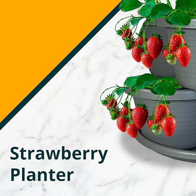 SunVara Strawberry Planter Vertical Gardening Stackable Planter Strawberry Tower 5 Tier Herb Outdoor Indoor