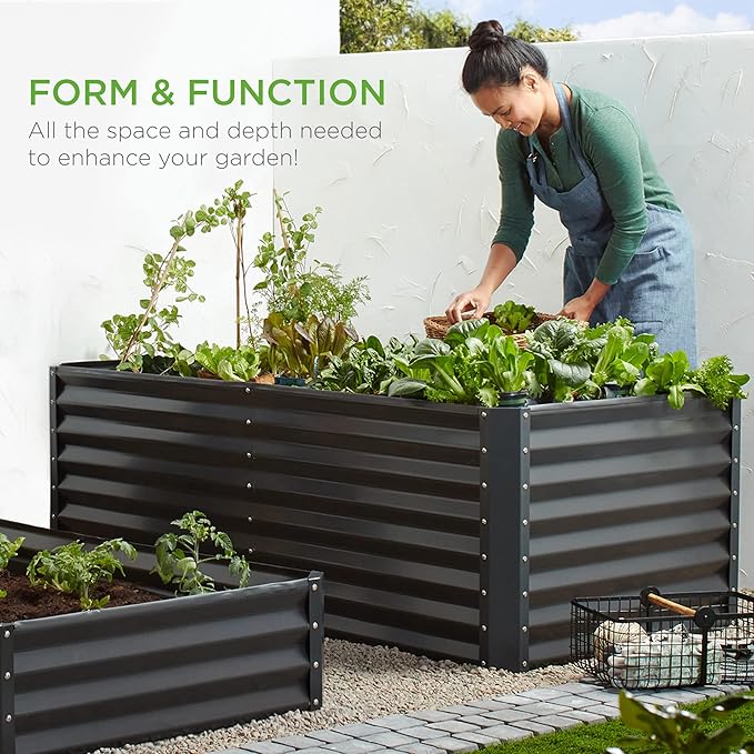 Best Choice Products 6x3x2ft Outdoor Metal Raised Garden Bed, Deep Root Box Planter for Vegetables, Flowers, Herbs, 269 Gallon Capacity, 100% Non Toxic Materials - Gray