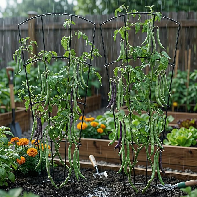 4 Pack 56'' Indoor Plant Trellis for Potted Plants Climbing Outdoor Metal Garden Trellis Houseplants Flowers Vine Ivy,Fan Shape, Black