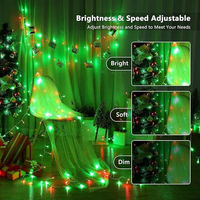 Brizled RGB Christmas Lights, 66ft 200 LED Color Changing Christmas Light with Remote, Dimmable Xmas Lights Outdoor Indoor Waterproof Mini String Light, Xmas Tree Lighting for Tree Halloween Party