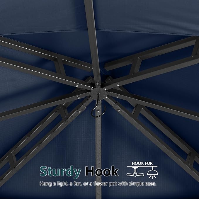 MASTERCANOPY Outdoor Garden Gazebo for Patios with Stable Steel Frame and Netting Walls (11x11,Navy Blue)