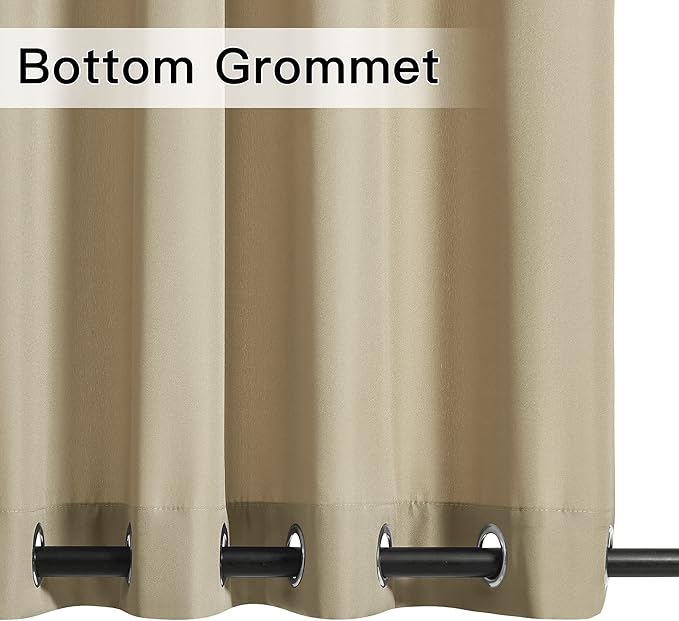 NICETOWN Canvas Outdoor Curtains for Patio Waterproof, Thermal Insulated Top and Bottom Grommet Durable Privacy Outdoor Vertical Drapes for Yard Party/Pergola, W55 x L95 Inch, 2 Panels, Taupe