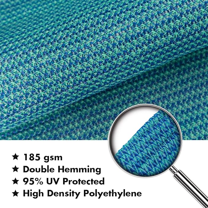 KANAGAWA 14'X14' Turquoise Mix Custom Size Sun Shade Sail Square UV Block Canopy Cover for Patio Backyard Lawn Garden Outdoor (Customized Available)