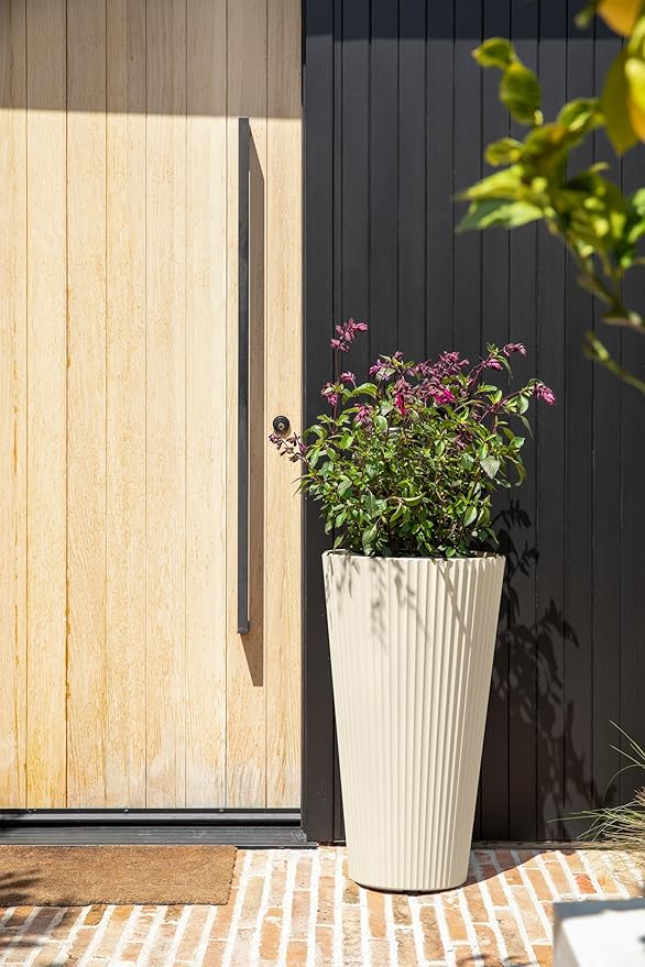 Veradek Demi Series Tall Planter for Porch, Patio, Backyard | Durable Plastic-Stone Composite Material | Modern Décor for Tall Plants, Grasses