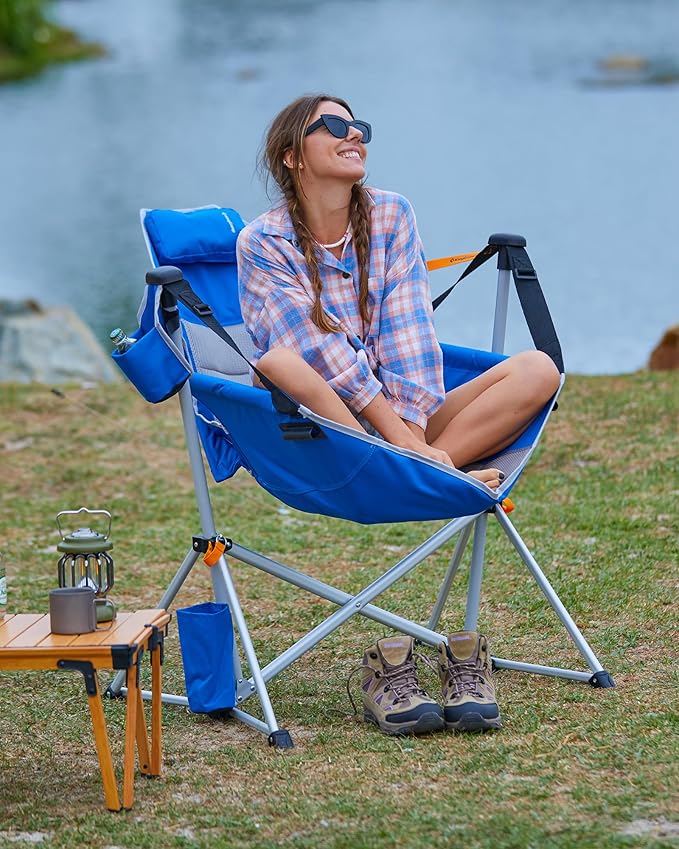 KingCamp Hammock Camping Chair, Swinging Portable Folding Camp Chairs for Adults Max 400lbs Heavy Duty Foldable Oversized Rocker with Aluminum Alloy Frame Cup Holder for Outdoor Beach Patio Sport